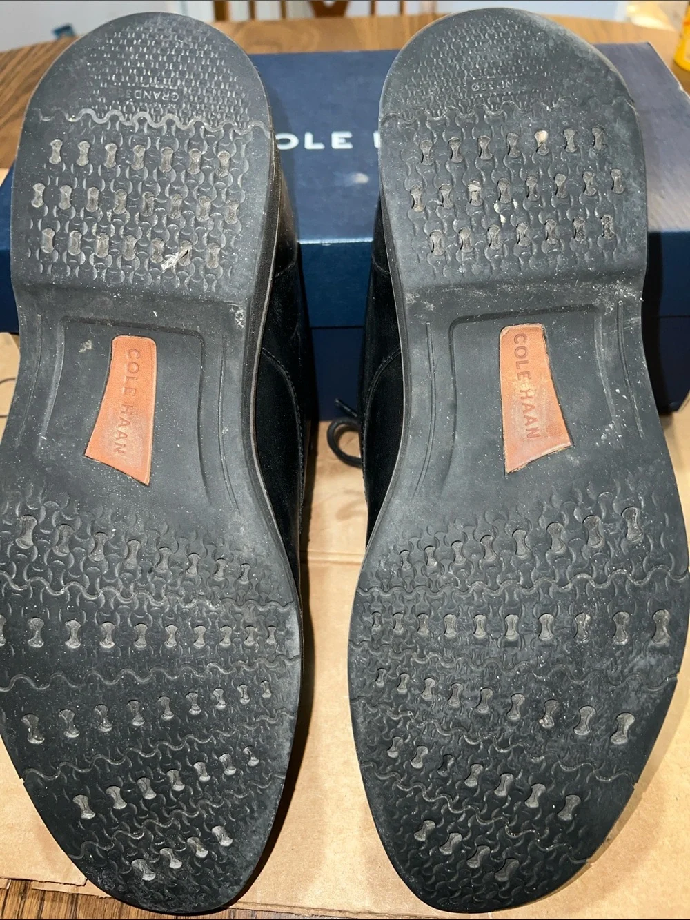 Cole Haan Black Leather Derby Shoes with Tan Welt